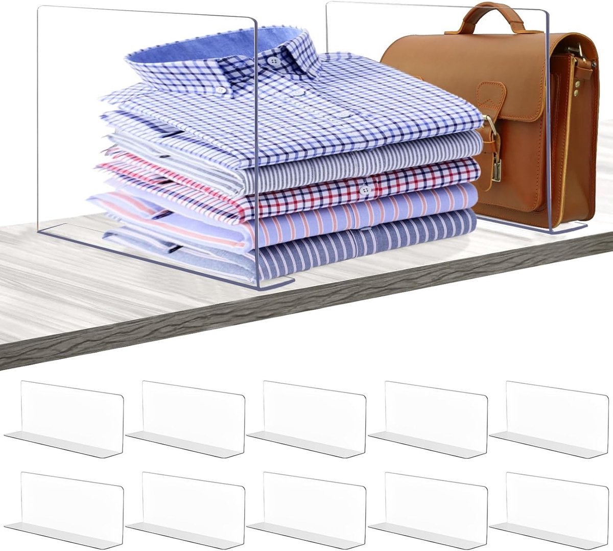 Verstelbare Transparante Plastic Plankverdeler Set van 10 Stuks voor Efficiënte Organisatie en Ruimtebesparing