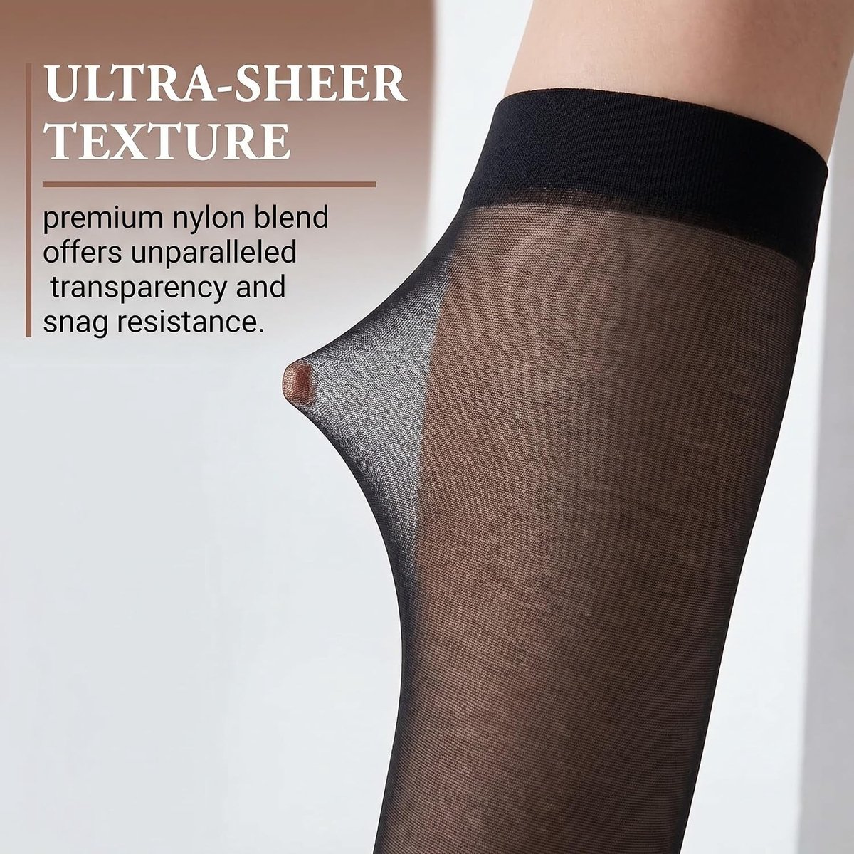 Kniekousen voor dames, 4 paar transparante en ademende sokken, hoge elasticiteit, comfortabel en rekbaar, perfect voor dagelijks gebruik