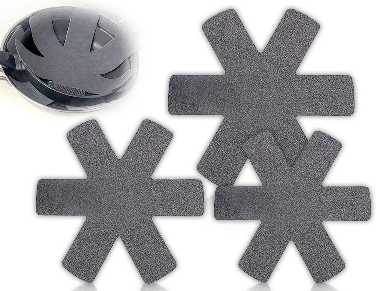 Set van 3 stapelbare pannenbeschermers in 3 maten (38/35/26 cm) voor optimale panbescherming en organisatie