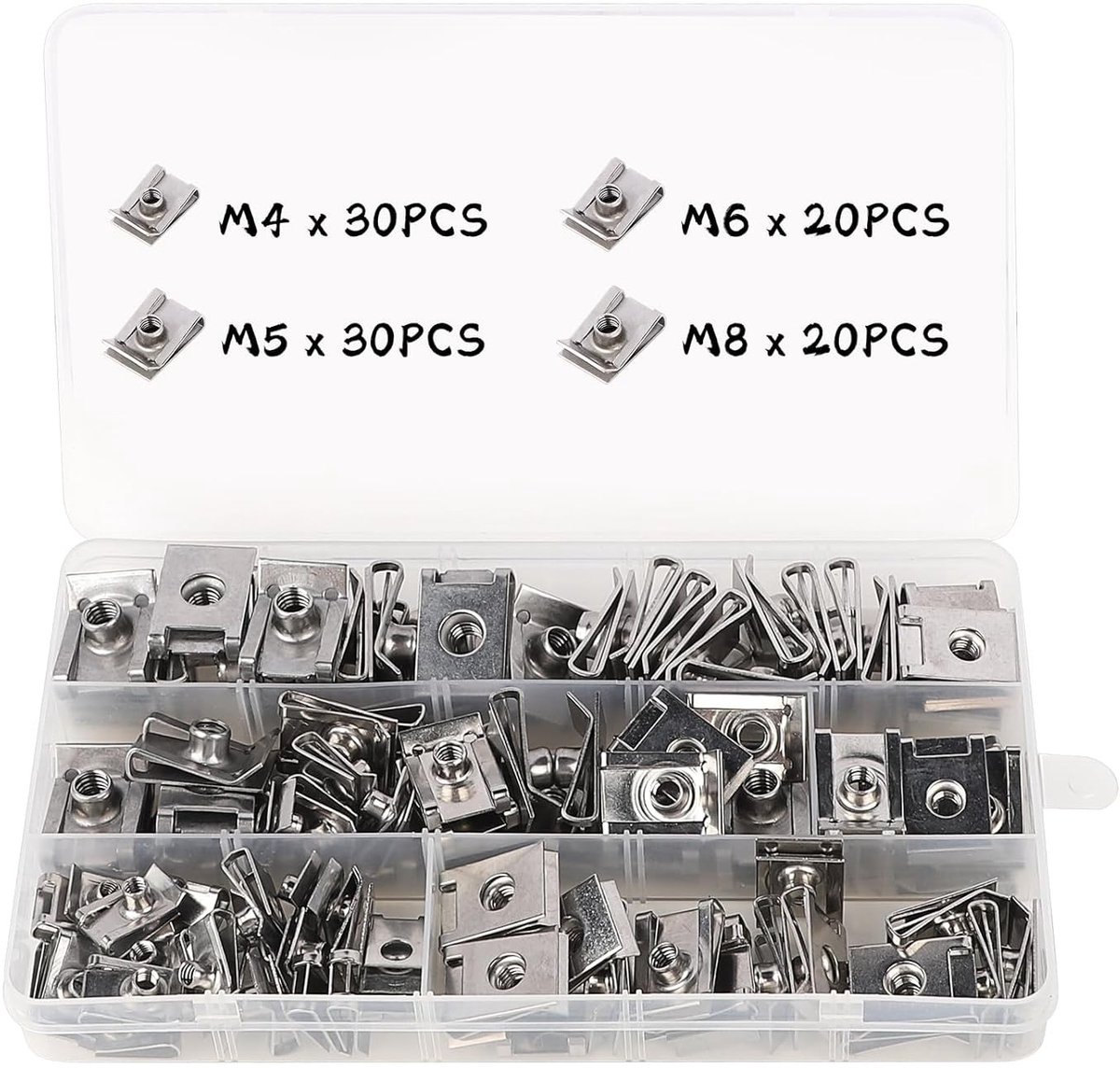 U-Type Moeren 100 Stuks M4 M5 M6 M8 U Moer Clips voor Auto's - Bevestigingsclips voor Draad en Bumper