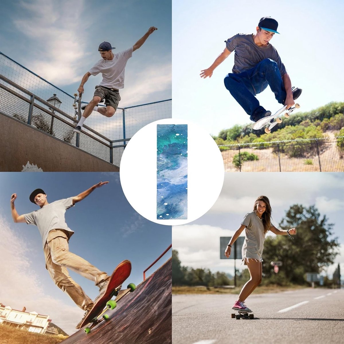 Premium Griptape voor Skateboards en Longboards, Antislip Zandpapier met Hoge Slipweerstand, Ideaal voor Stunt Skateboards en Accessoires (Blauw)