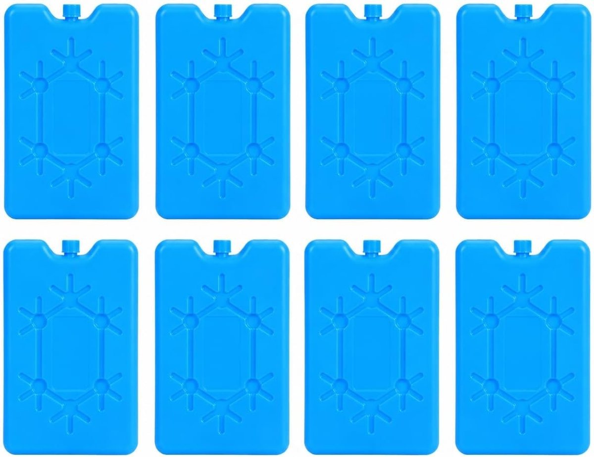 Set van 8 Herbruikbare IJsblokken van 200 ml, Ideaal voor Koelen van Dranken en Voedsel tijdens Reizen en Kamperen, Compact en Handig