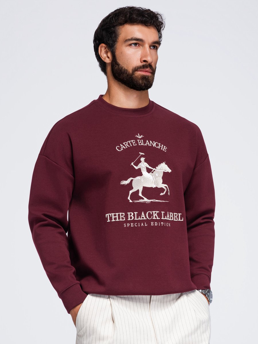 OMBRE Sweater - Regular Fit - Katoen - Lange Mouw Bordeaux L