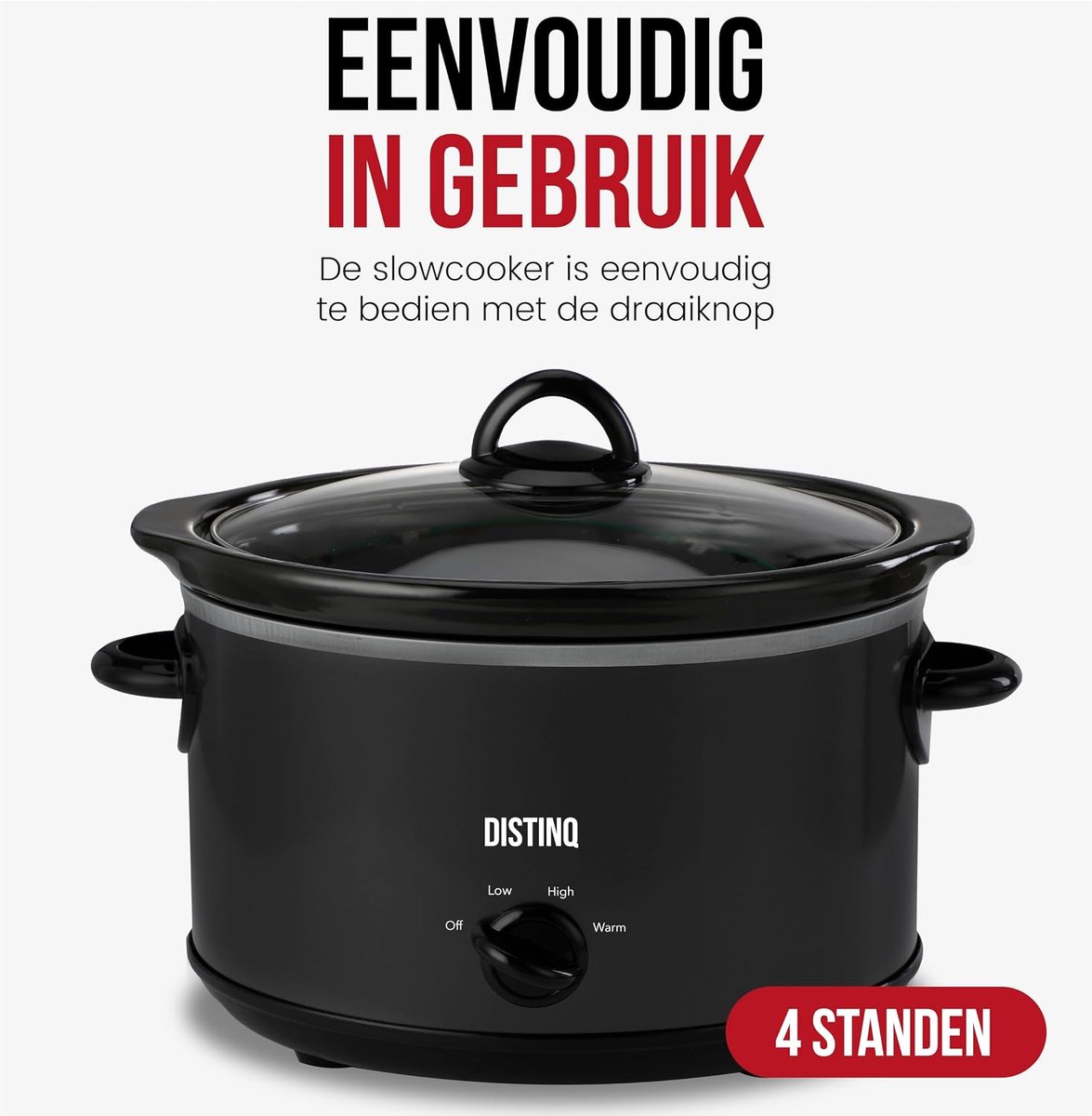 Slowcooker - Stoofpan - Langzaam Garen - Keramische Pan - 4 Liter - Zwart – foto 7