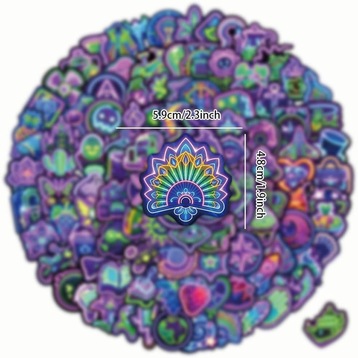 Neon Licht Stickers voor Skateboards, Motoren en Laptops - 200 Stuks Waterdichte Vinyl Graffiti Stickers voor Kinderen en Tieners