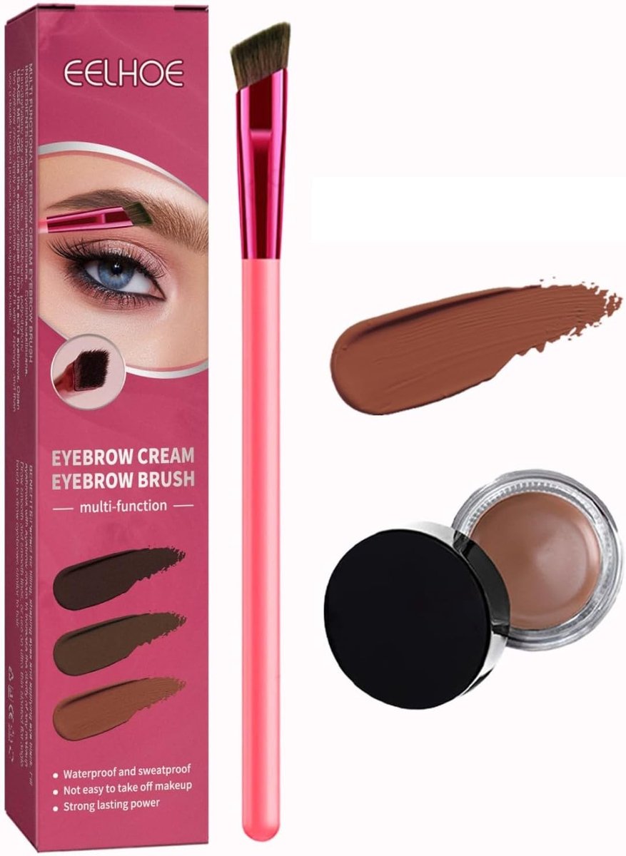 Complete Set voor Perfecte Wenkbrauwen: Wenkbrauwcrème, Mascara, Gel en Borstel (Lichtbruin)