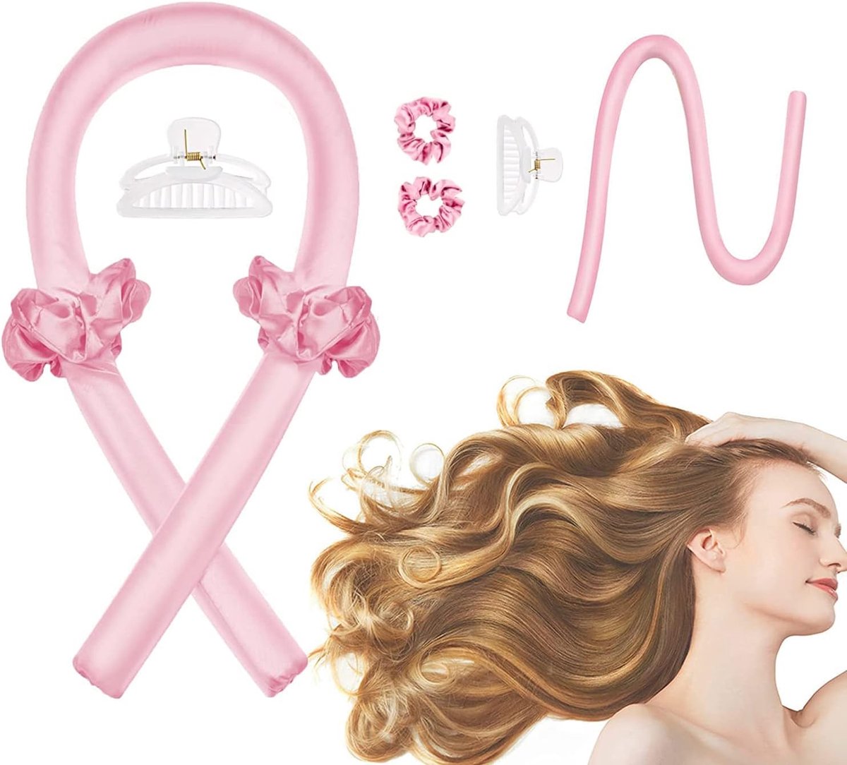 Haarroller zonder hitte, haarroller, haarrollers voor krullend haar, dameshoofdband met haarkrulspelden - zachte slaapkrulspeld, doe-het-zelf haarstyling
