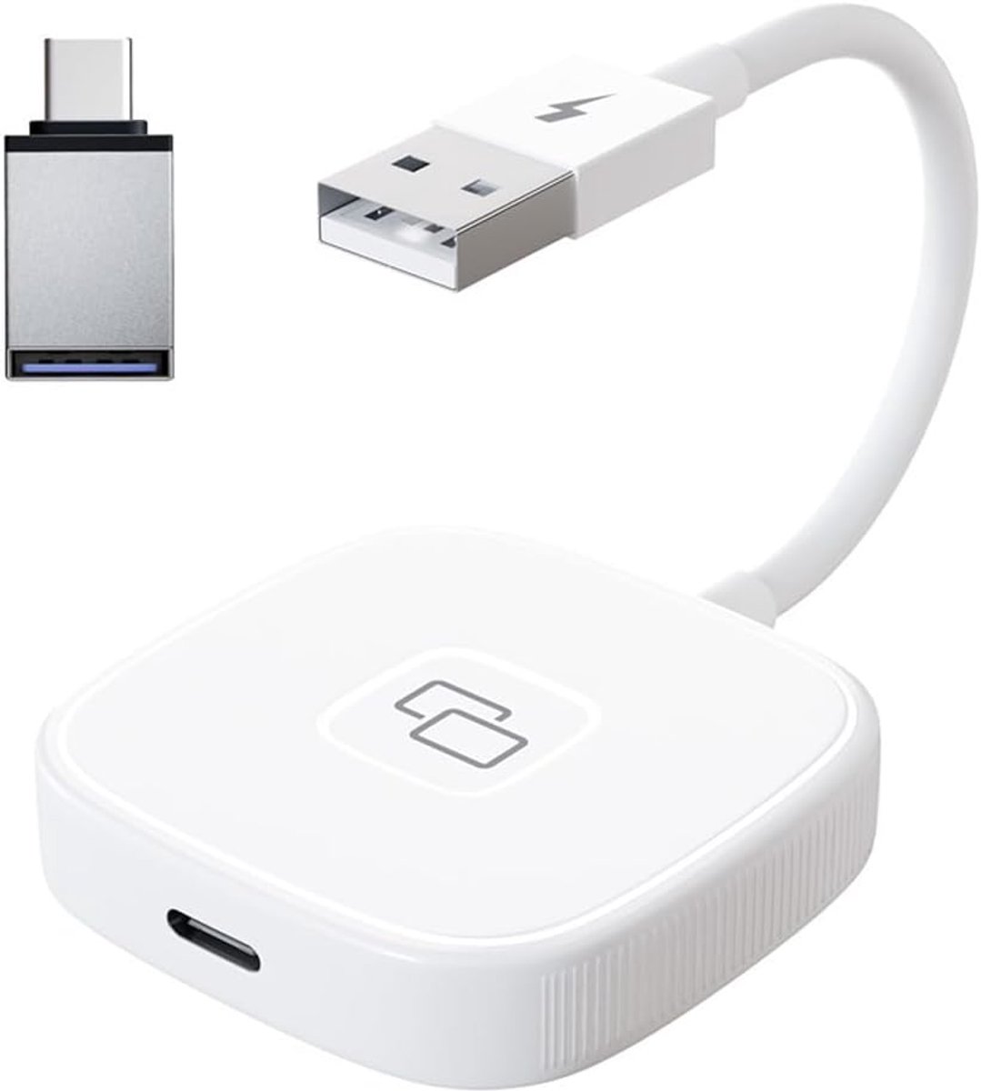 CarPlay draadloze adapter voor iPhone, auto-spiegeladapter AI Box Carplay auto-display-adapter met USB-C-adapter, compatibel met de meeste automodellen