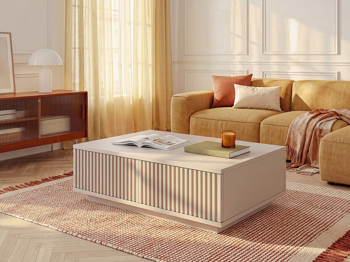 Vente-unique Salontafel met 2 deuren - Beige - EROLYA