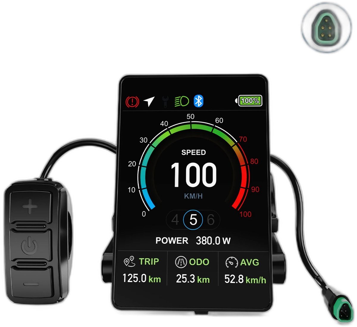 Currero Fatbike Scherm - LCD Display - Schermpje - E-Bike Accessoires - Elektrische Fiets - Dashboard - Snelheidsmeter - Kinderen & Volwassenen