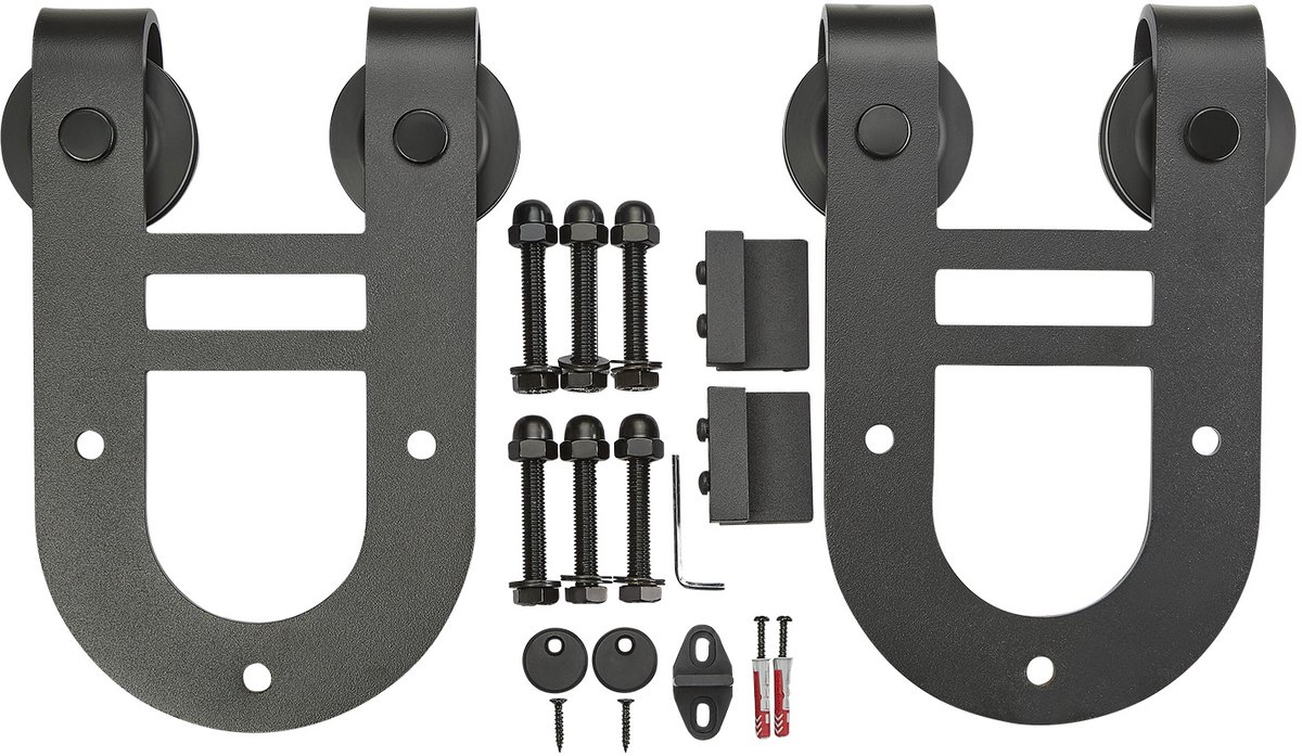 SOTECH Rolset van 2 HOOF Ø 70 mm voor schuifdeuren staal Zwart