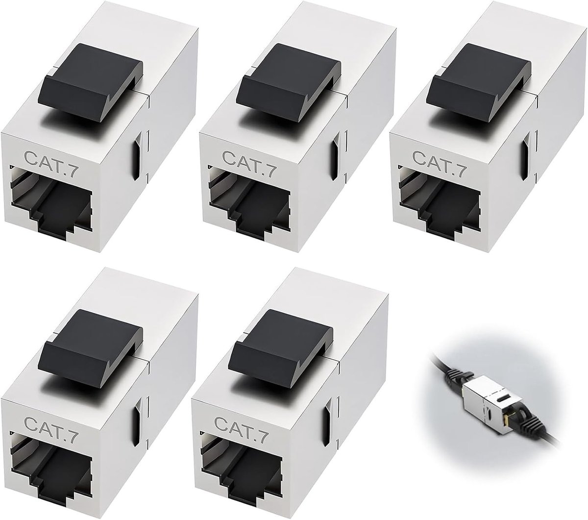 5 Stuks Cat 7 RJ45 Connectoren voor Vermindering van EMI/RFI Interferentie bij Ethernet Kabels en Netwerkdozen, Geschikt voor Diverse Kabeltypes