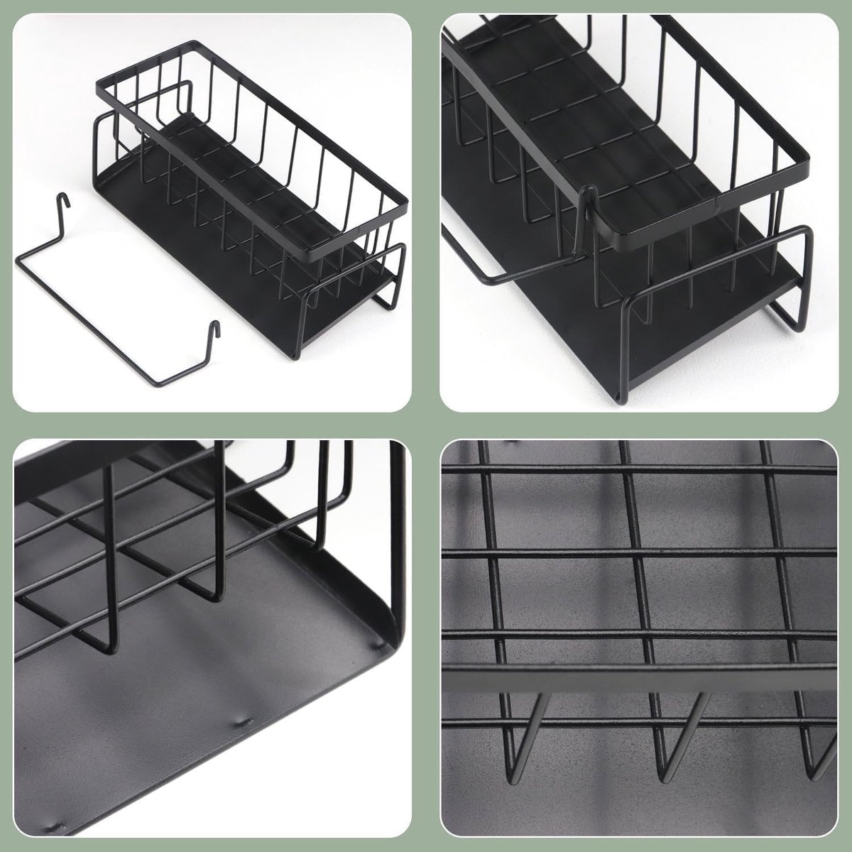 Multifunctionele Keuken- en Badkamer Organizer met Afvoerschaal, 23 x 11 x 9 cm, Grijs, Inclusief Handdoekhaak, Vaatwasserbestendig, Ideaal voor Opberging en Ruimtebesparing