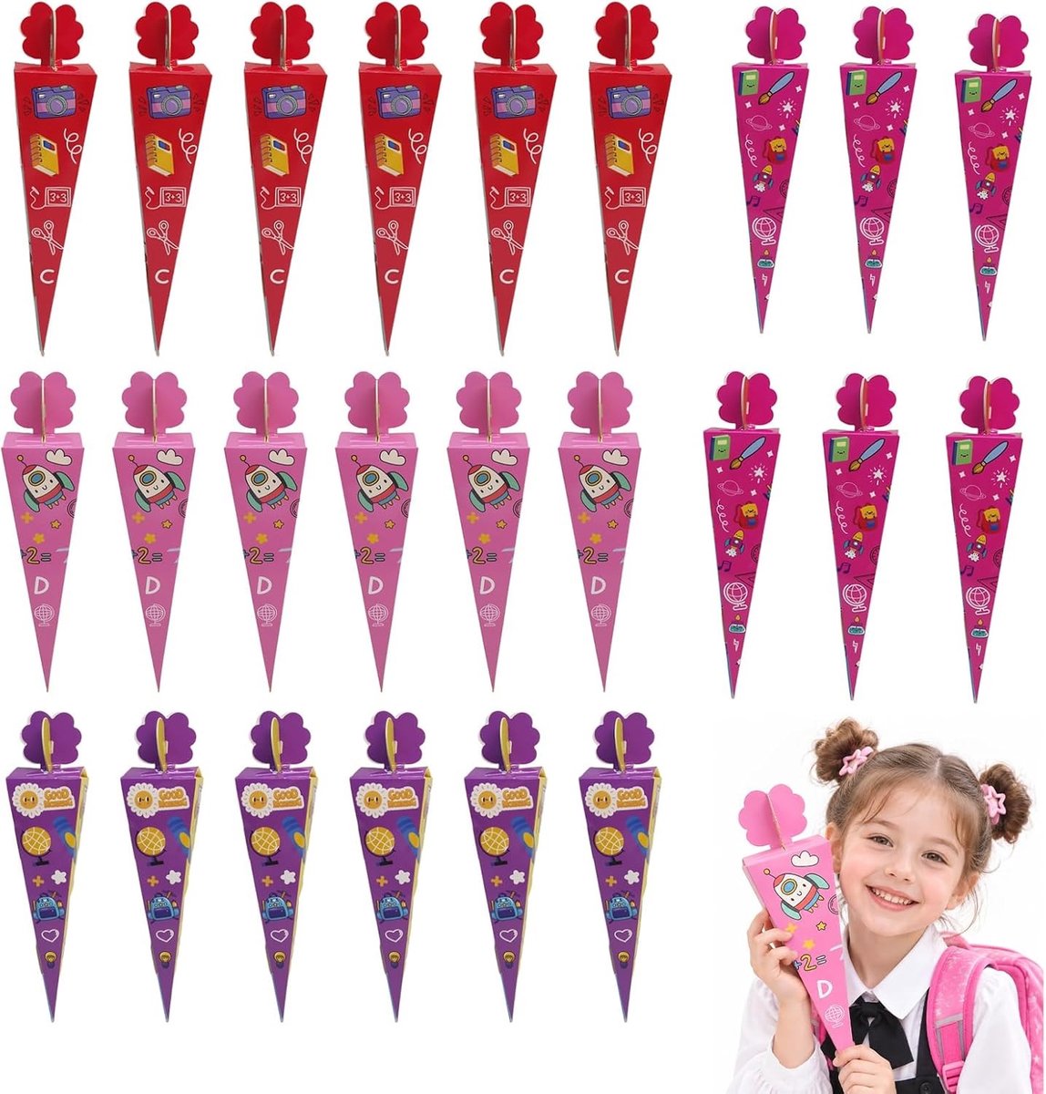 Set van 24 Verrassingszakken voor Schoolkinderen, Vouwbare Suikerzak, DIY, Verjaardagscadeau, Schoolstart, Creatief, Feestelijke Verrassing