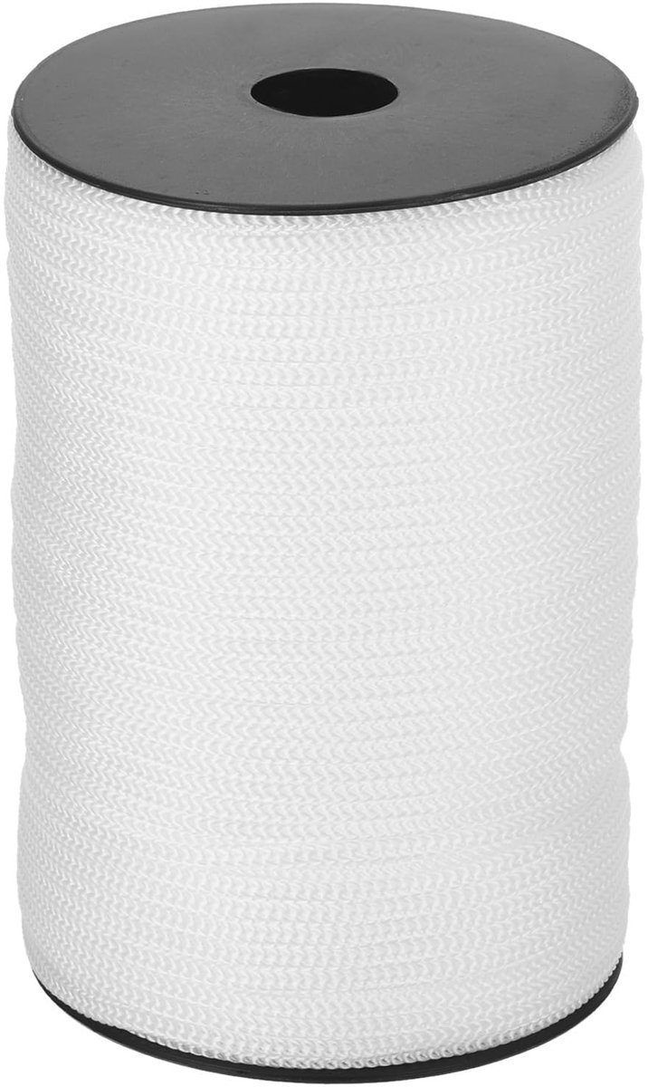 Polypropyleen Touw - 5mm Gevlochten Hol Touw voor Waslijn, Camping, Wandelen, Outdoor - Bleekwit 100m
