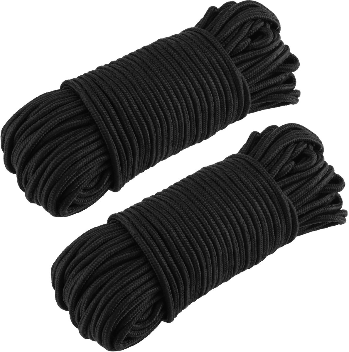 Nylon Paracord Touw - Stevig & Duurzaam - Voor Rubberboot, Waslijn, Markies, Tuin, Kamperen & Handwerk - Zwart - 2 Stuks 6 mm x 50 m