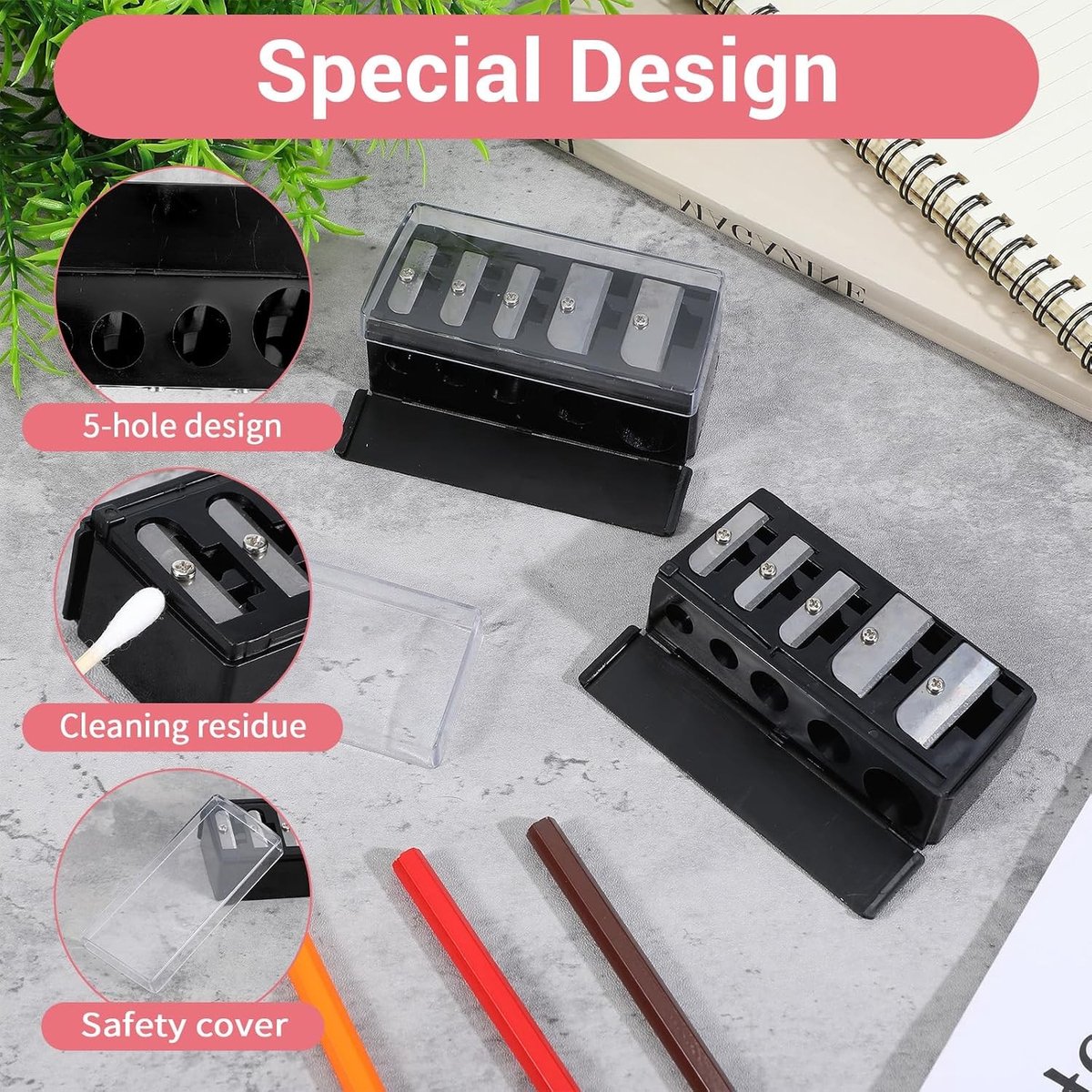 2 Stuks Draagbare Makeup Slijper voor Oogpotloden en Lippenpotloden, Nauwkeurige Blades, Ideaal voor Reizen en Cosmetica Gebruik