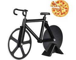 Stainless Steel Pizzasnijder met Houder voor Thuis en Keuken, 18 cm, Zwart - Ideaal voor Pizzaliefhebbers, Snijden en Serveren van Pizza's