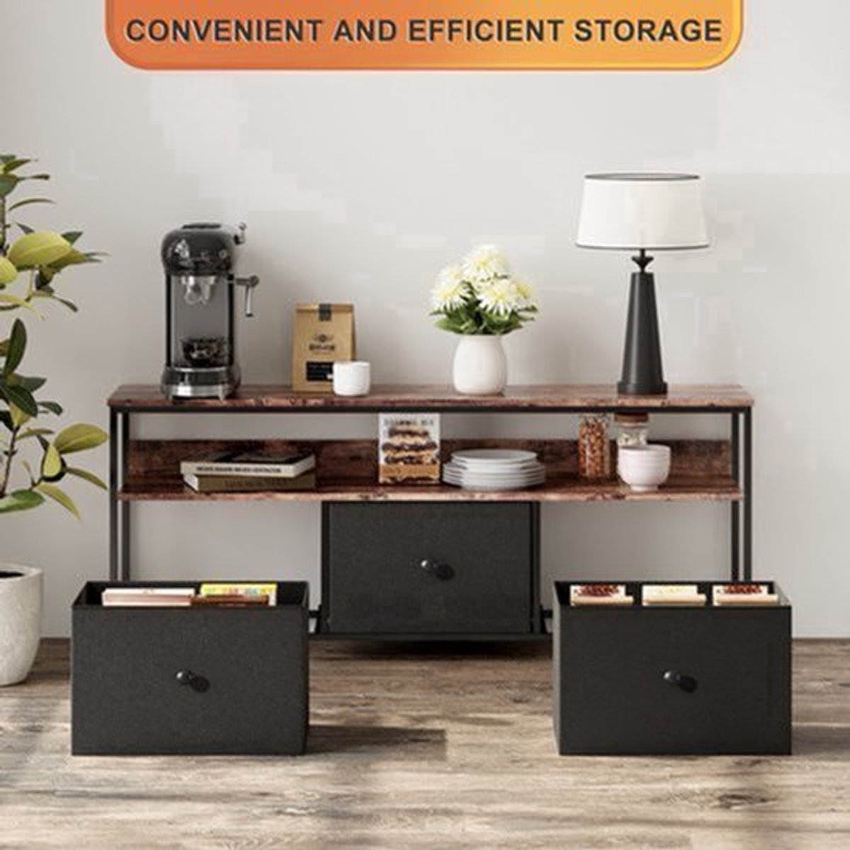 Retro Tv Meubel – Tv Kast – Entertainment Meubel – Wandmeubel – Tv Dressoir – Geschikt Voor Televisies Tot 50 Inch – Mid-Century Modern Design – Rustiek Bruin Hout