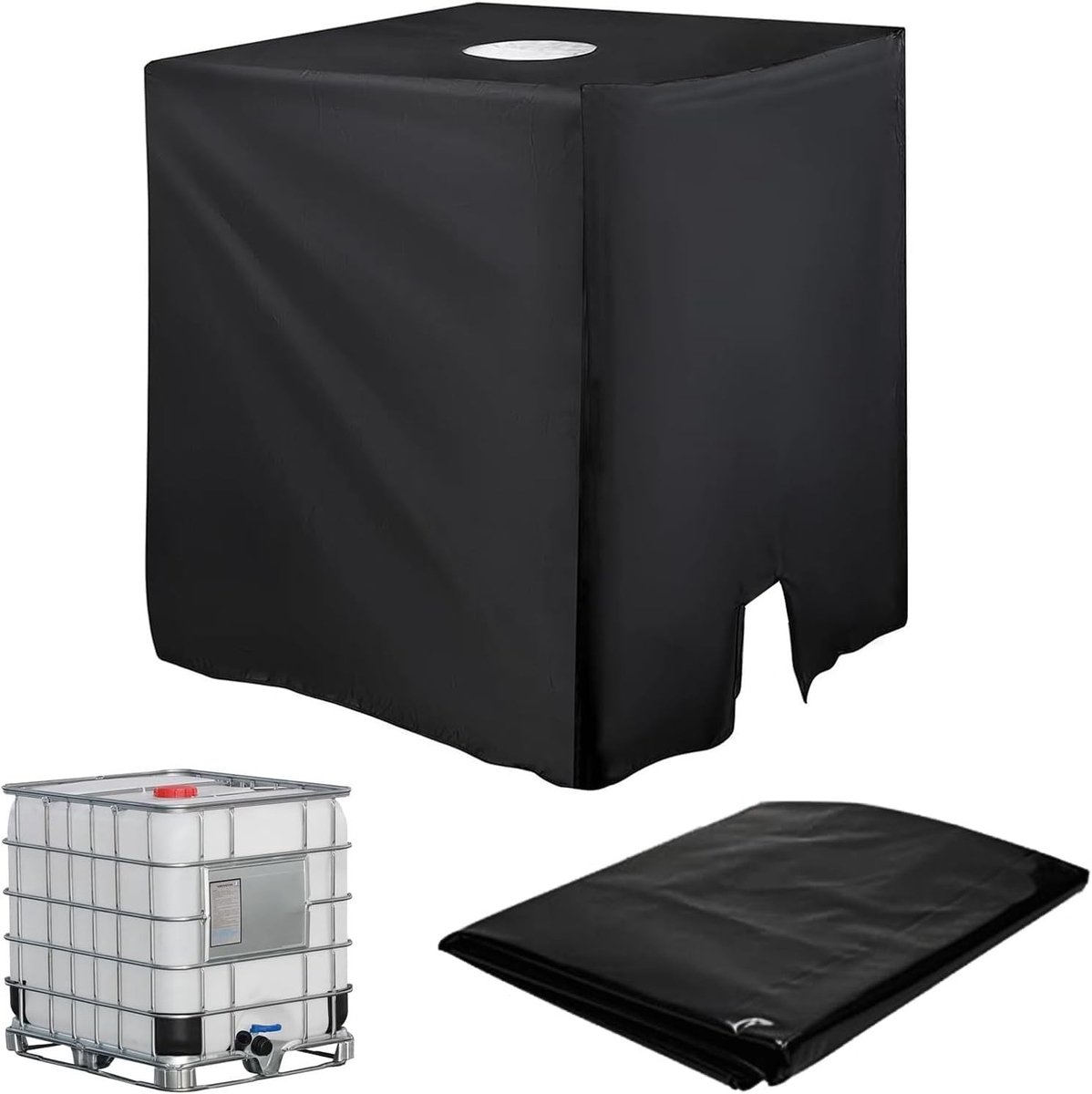 Tankdeksel voor 1000 liter water, 120 x 100 x 116 cm, UV-bestendige hoes, geschikt voor buitengebruik, regenwateropslag, watertankbescherming