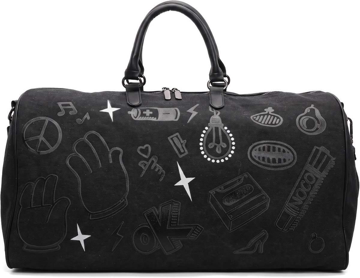 Ruime Weekender Sporttas van 40 Liter met Waterdichte Compartment voor Fitness en Reizen, Ideaal voor Mannen, Vrouwen en Tieners, Zwart (53 x 11 x 26 cm)