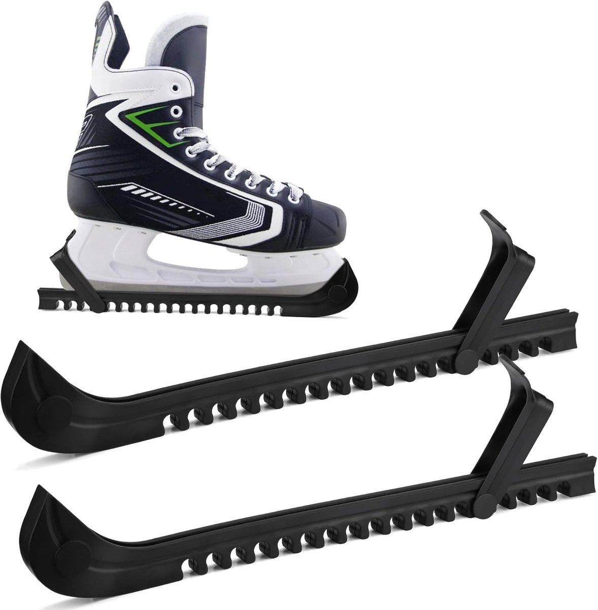 Verstelbare Schaatsbeschermers van 34.5 cm voor IJs Hockey en Kunstrijden, Zwart, Unisex