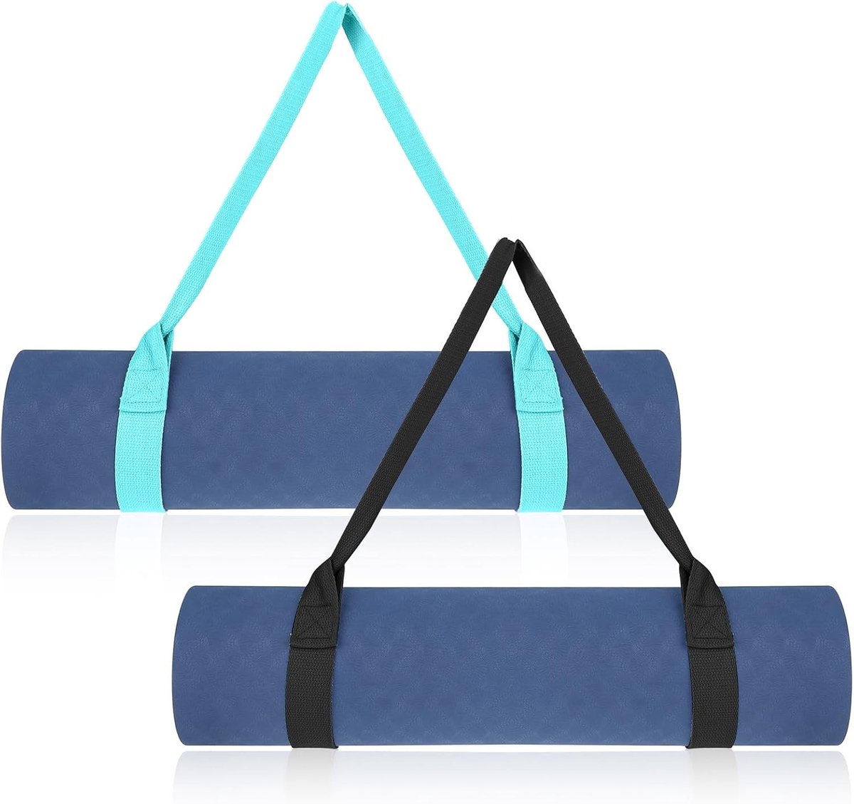 Verstelbare Yoga Strap Set van 2 - Ideaal voor Yoga, Fitness en Gymnastiek - Zwart en Zee Groen, 61 x 3.8 cm