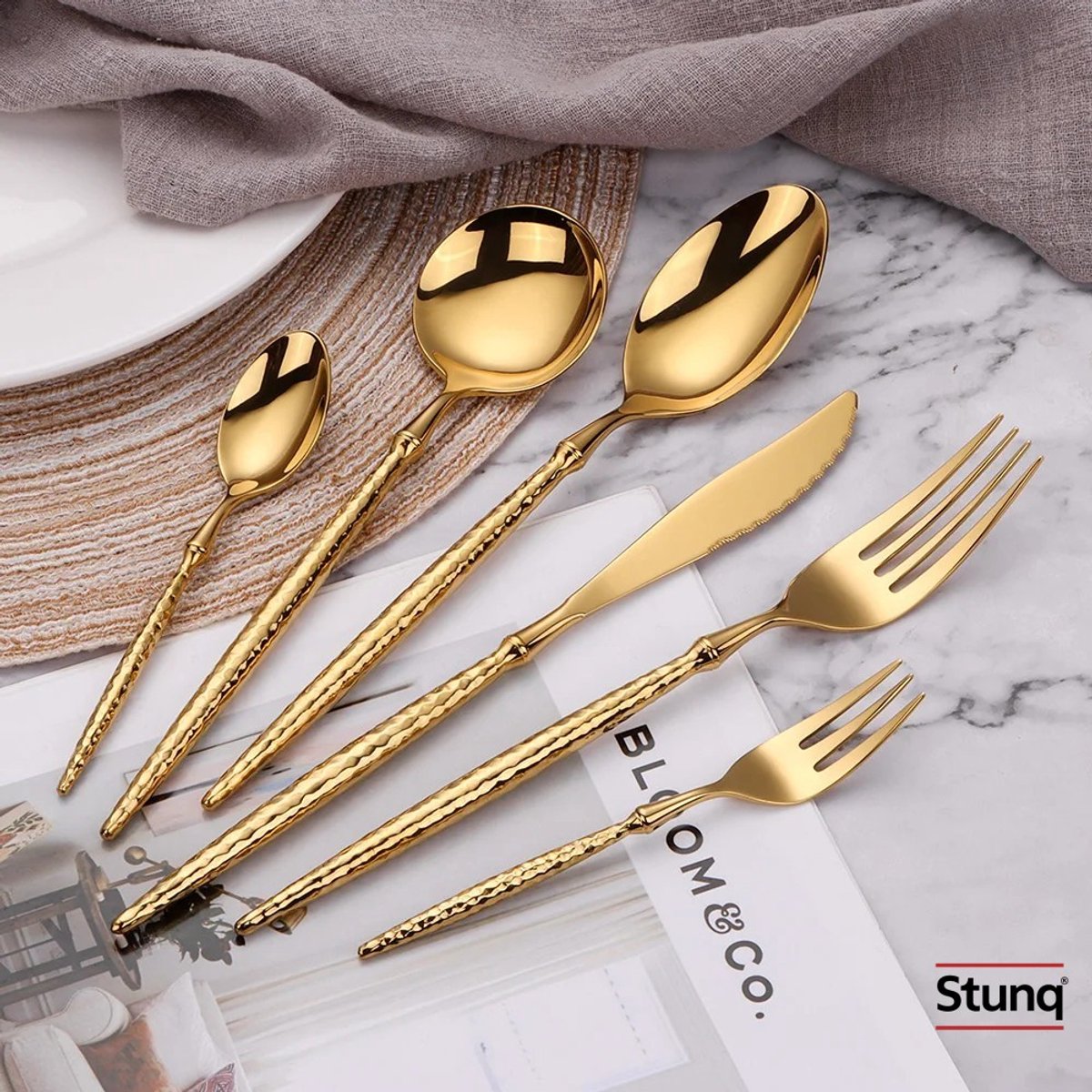 Stunq® Goud Bestekset 6-delig RVS 304 Spiegelafwerking