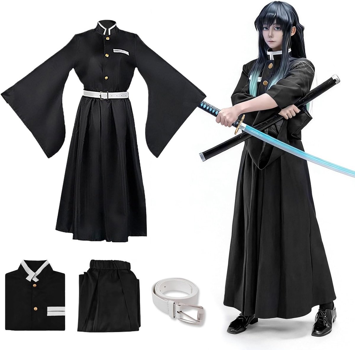 Anime Kostuum voor Giyuu, Shinobu, Mitsuri, Muichirou, Tanjiro, Nezuko en Zenitsu - Cosplay Outfit voor Mannen en Vrouwen, Perfect voor Carnaval, Halloween en Anime Conventies