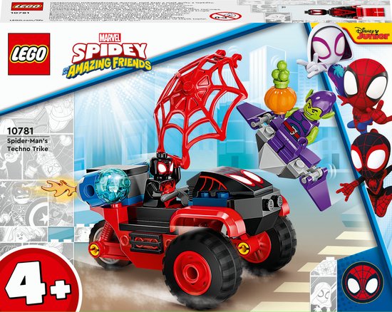 LEGO® Marvel Spidey And His Amazing Friends Miles Morales: Spider-Mans tech driewieler 10781 bouwset; deze set met Miles Morales is een leuk cadeautje voor kinderen vanaf 4 jaar die graag met superhelden spelen (59 onderdelen)