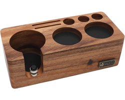 Espresso Tamper Station van 54 mm van massief walnotenhout, Barista Accessoires voor Perfecte Koffie, Drukbasis en Koffiescheider