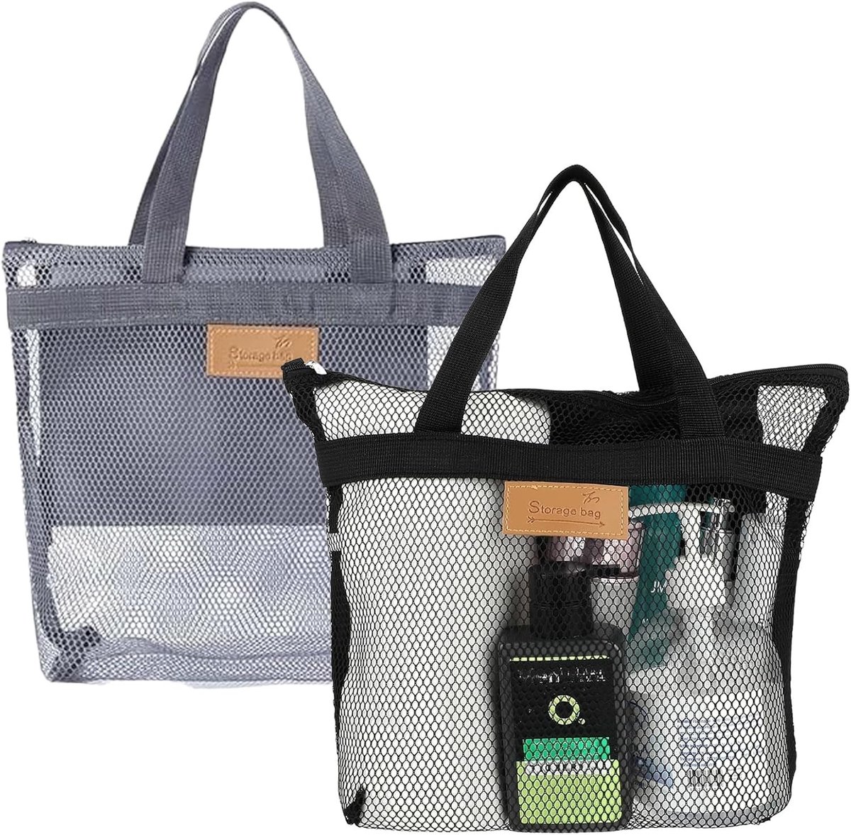 Sneldrogende Douche Tas Set van 2, Lichtgewicht Badkamer Organizer, Ideaal voor Studenten, Gym, Reizen en Zwemmen