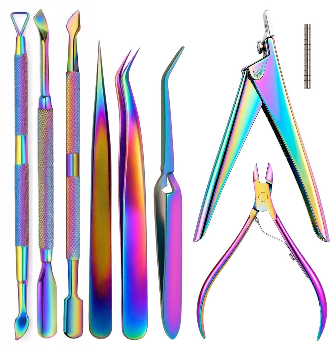 Goodbitz - Manicure tools - 8-delig - Gellakverwijderaar - Nagelriemduwer - Pincet - Pincher - Nagelriem knipper - Nageltipknipper met magneten
