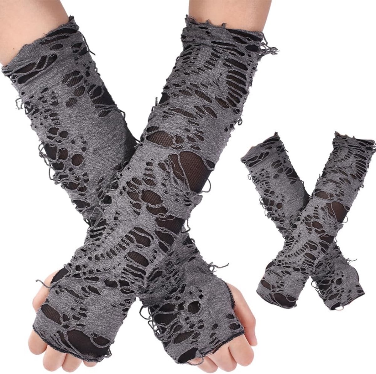 Vingerloze punkhandschoenen met gescheurde gothic stijl voor Halloween kostuums en cosplay voor dames en heren