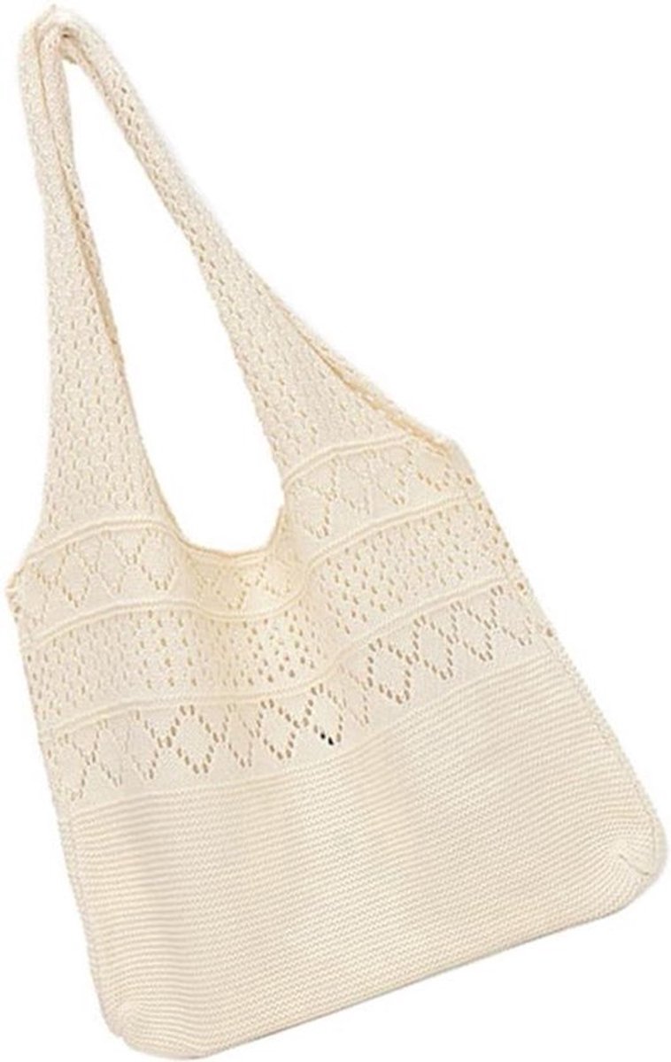 Vintage handtassen - Gebreide Boho schoudertassen set van 2 stuks