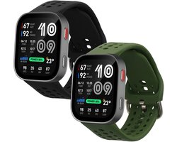 kwmobile 2x horlogebandjes geschikt voor Amazfit Bip Max 50mm bandje - Smartwatch bandjes van TPU - Activity tracker horloge band in zwart / donkergroen