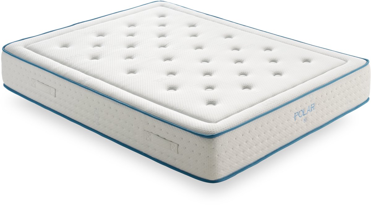 Polar Duo Matras van traagschuim met verpakte veren 100x180 Hoogte 29 +/- 2 cm. Medium hoge stevigheid. Matras