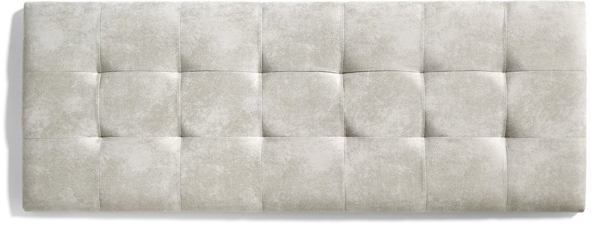 Hoofdbord voor Bed 140 Gecapitonneerde Ruiten Vlekwerende Stof 152x57x5cm Gebroken Wit