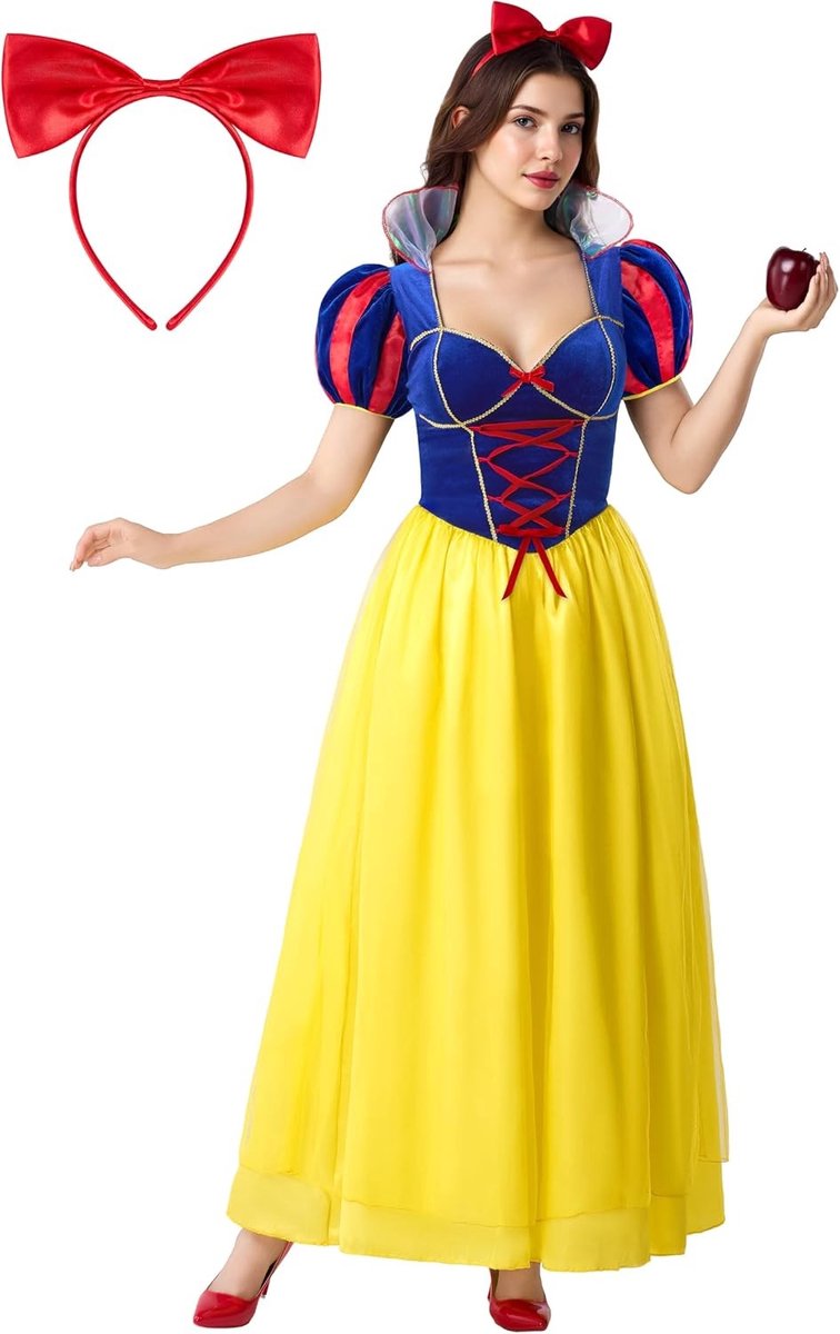 Sneeuwprinses Kostuum voor Vrouwen met Hoofddeksel voor Halloween en Themafeesten - Perfect voor Feestjes en Verkleedpartijen