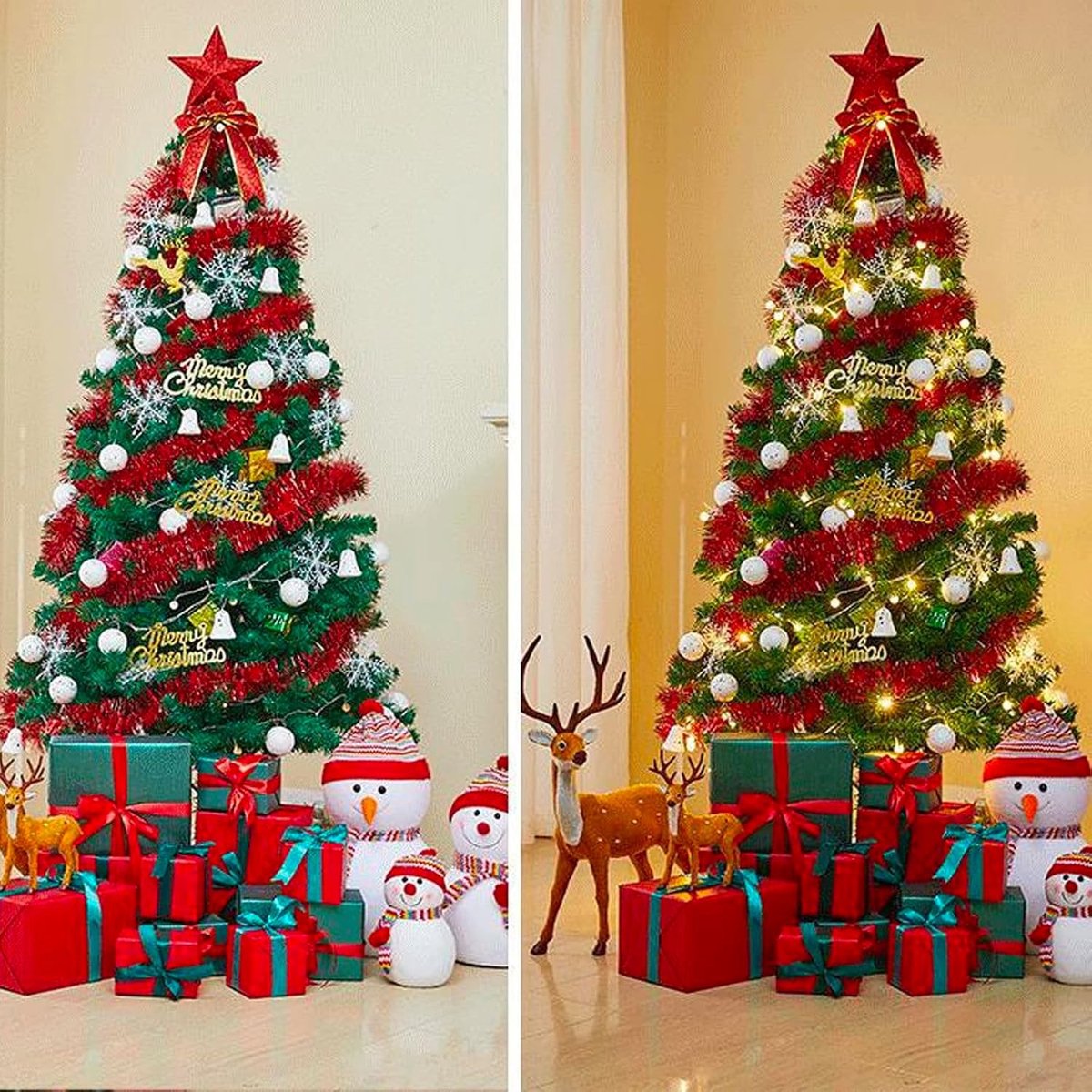 6 Stuks Lametta Slingers voor Kerstmis - Glanzende Decoratie voor de Kerstboom, Feestelijke Versiering en Kerstdecoratie in Zilver – foto 7