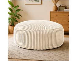 DESMIU Zitzak 6FT - Ronde Lazy Chair Met Traagschuim - Voor Woonkamer, Slaapkamer, Speelkamer En Kantoor - Ribstof - Wit