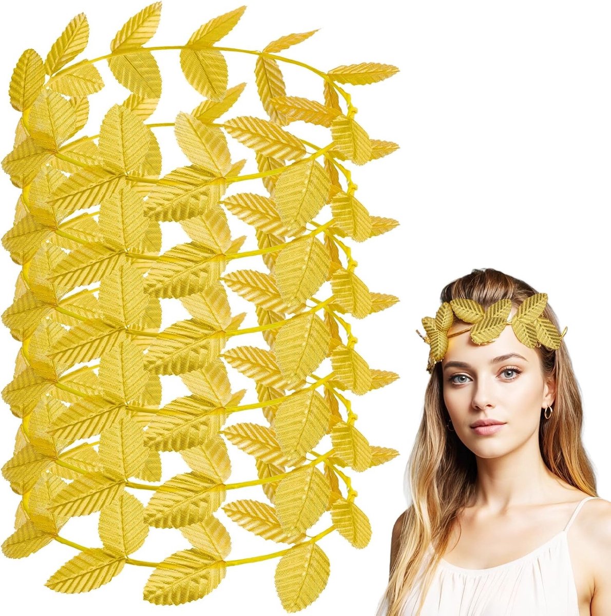 6-delige Gouden Laurierkrans, Romeinse Bladeren Hoofdsieraad, Grieks Kostuum Accessoires voor Carnaval, Feestdagen en Cosplay