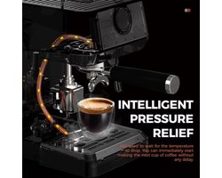 Espressomachine Semi-automatisch - 20 Bar Pompdruk - 1,5 Liter Waterreservoir - Roestvrijstaal - Voor Espresso En Americano