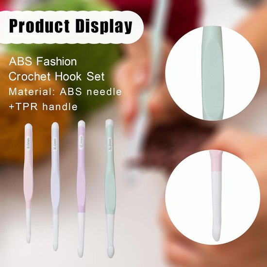 Ergonomische haaknaalden set van 4, ideaal voor haken van truien en sjaals, comfortabel en met rubberen grip, perfect voor hobbyisten en professionals — afbeelding 2