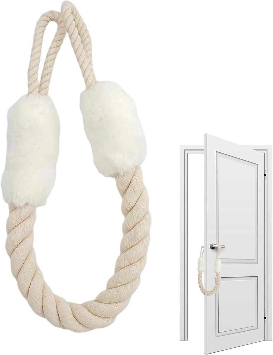 Multifunctionele Deurstopper met Trekkoord voor Huisdieren en Kinderen - Vingerbeveiliging en Deurbeveiliging met Katoenen Bescherming
