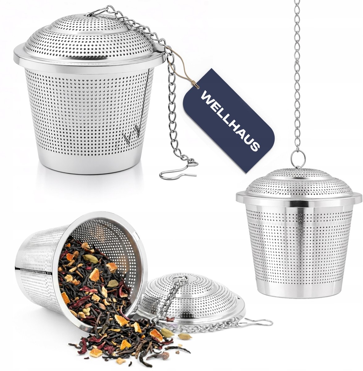 Wellhaus Thee-ei van RVS (6,5 cm) met Haakje - Perfect voor Losse Thee & Kruiden
