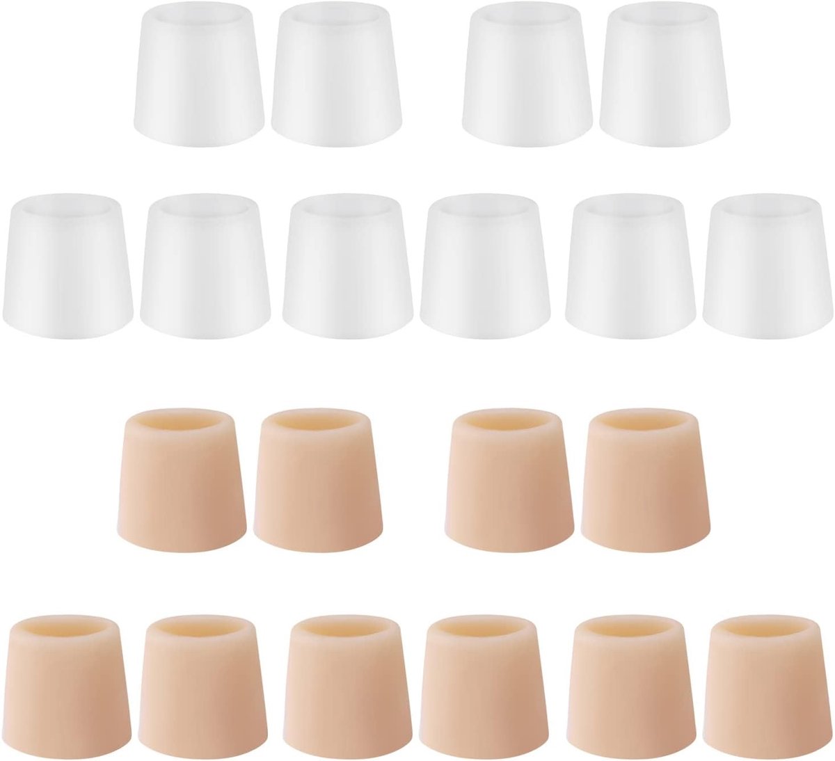 Set van 20 Siliconen Tenenbeschermers voor Kleine Teen - Verminder Wrijving en Bescherm de Huid (Huidkleur, Wit)