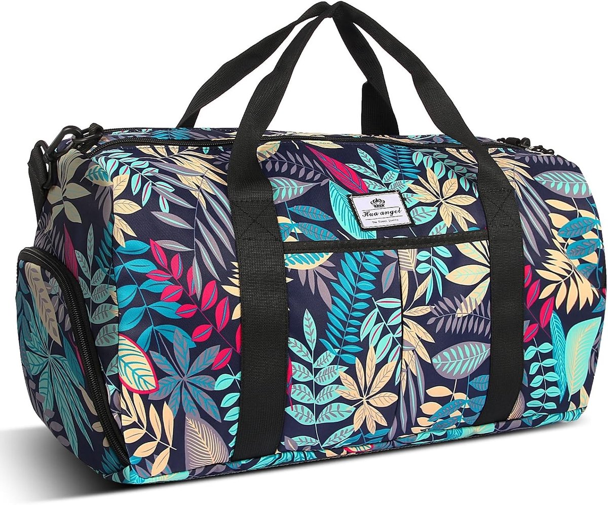 Sporttas - Blauwe esdoornbladeren - 46.5 x 21.5 x 25 cm - Waterdichte Opvouwbare Tas - Voor Heren en Dames