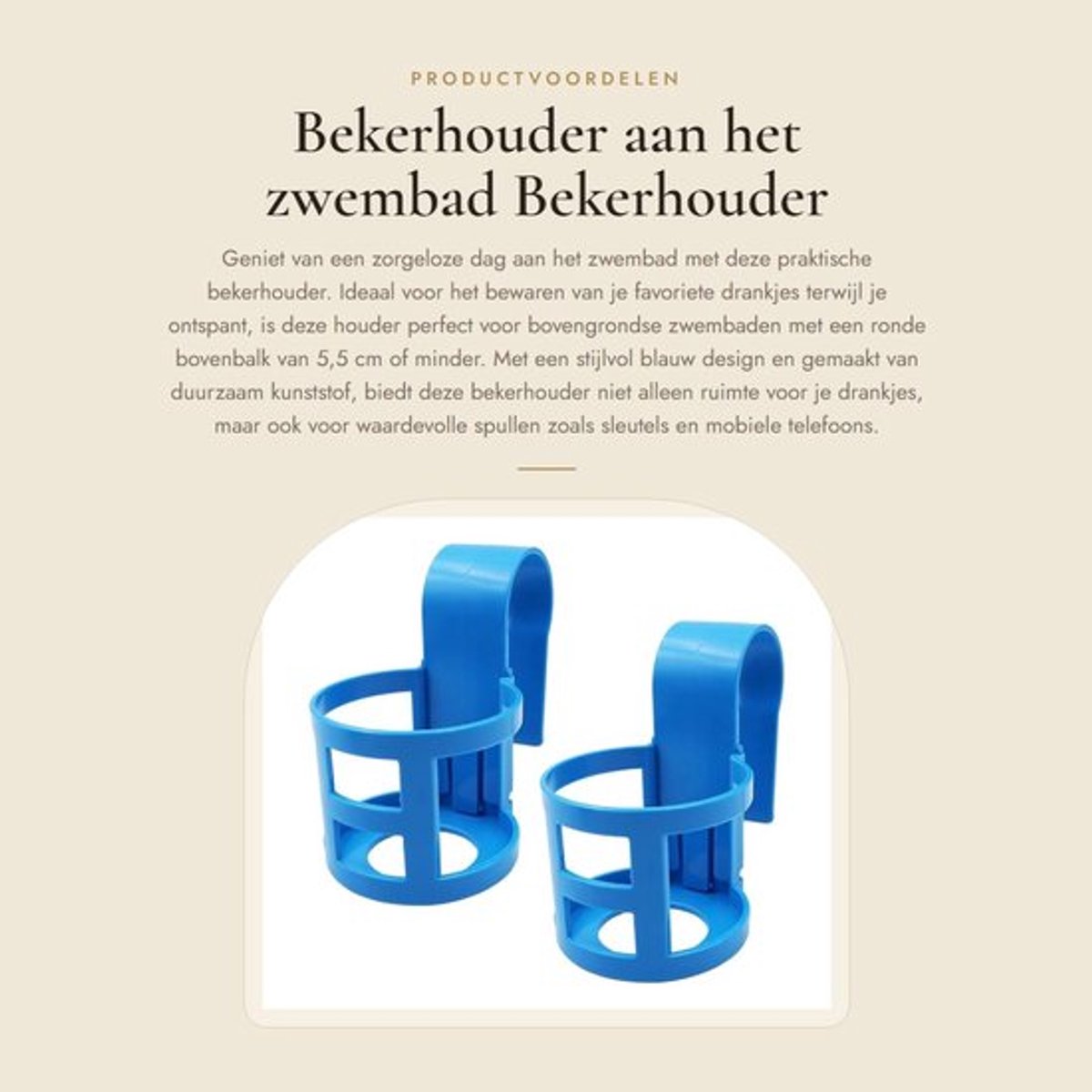 Dailygoods- Bekerhouder - Geschikt voor bovengrondse zwembaden - Kunststof - Blauw