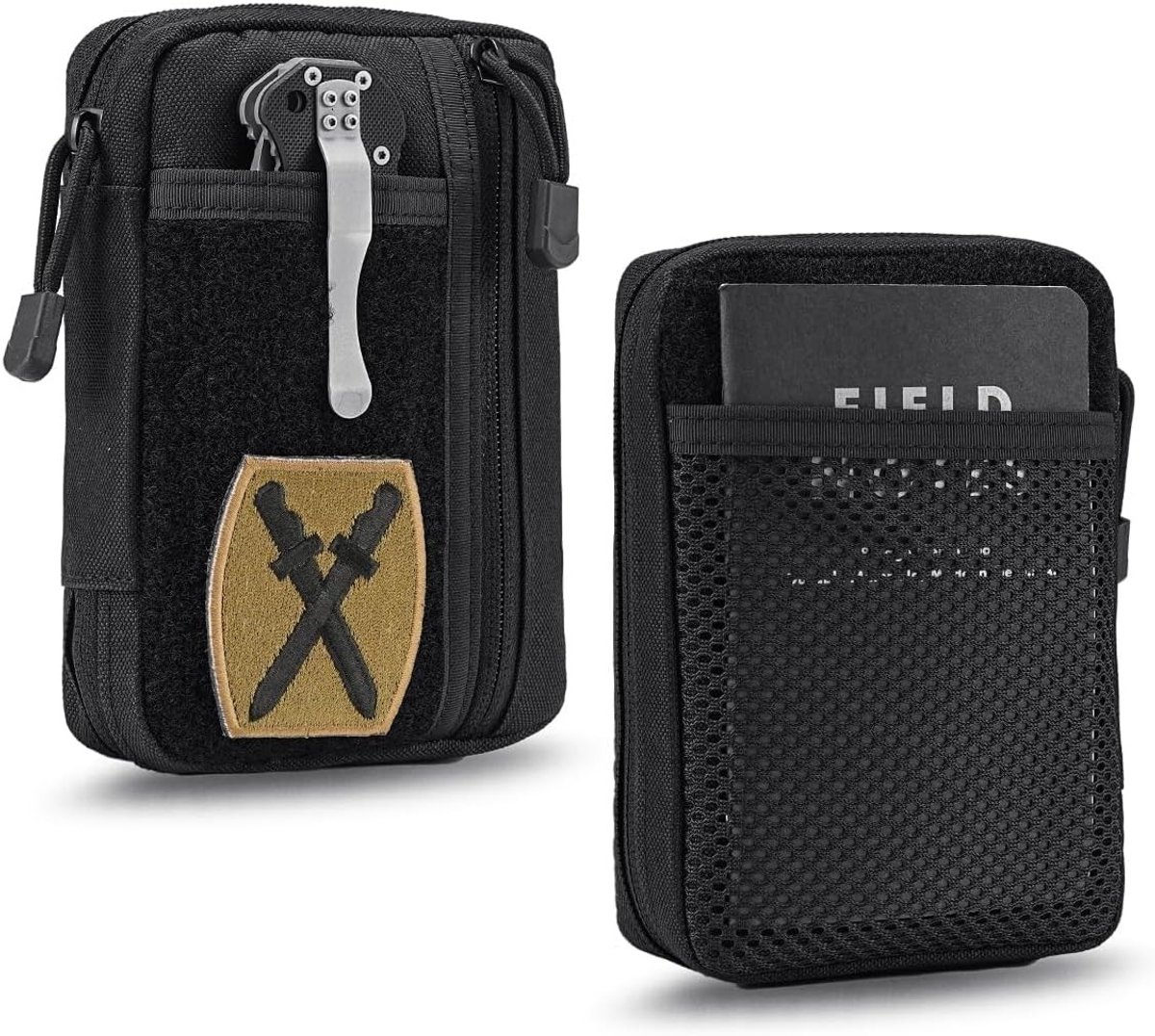 Gereedschapstas riem - Zwart - 16,5 x 11 x 3 cm - Kleine EDC Organisatietas met Klittenbandsluiting - Voor Heren